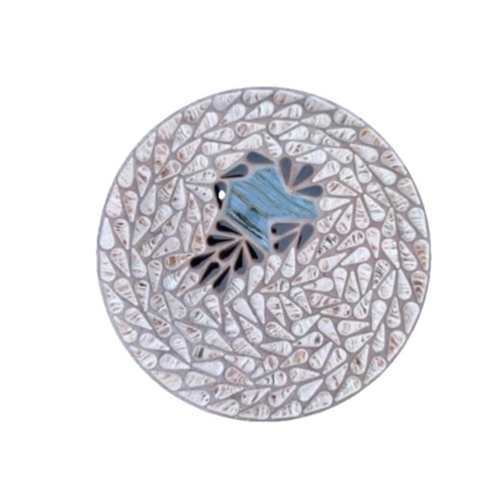 Seashells Broken Ceramic Glass Mosaic Decorative Metallic Round Plate Trivet